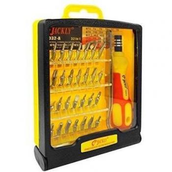Jackly Schraubendreher Set 32-in-1 verschiede Bits und Schraubendreher, Pinzette, gelb, JK6032-A