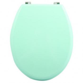 Asiento de inodoro de MDF verde pastel con bisagras de acero inoxidable