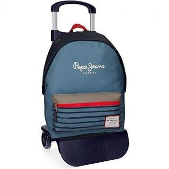 Pepe Jeans Yarrow Mochila con Carro Azul 31x42x17,5 cms Poliéster 22.79L