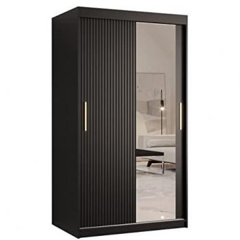 Armario Hartford H123 Negro 200x100x62cm con Puertas Correderas y 5 Estantes
