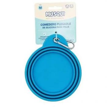 Musqui Comedero Pequeño Plegable de Silicona Azul para Viaje 400 ml