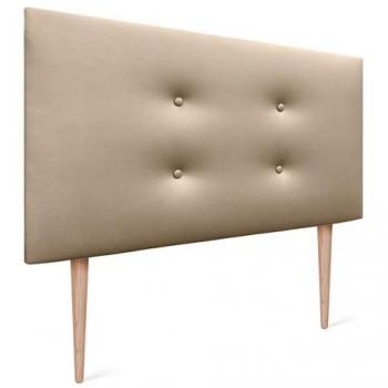 Cabecero Tapizado de Polipiel Aqualine con 2 Hileras de Botones y Patas - Champán, 105x105cm (Camas 80/90)