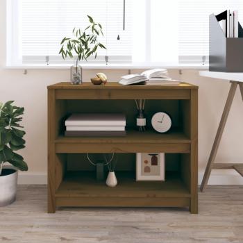 Estantería de madera maciza de pino 80x35x68 cm en color natural, blanco y gris, mueble de almacenaje para oficina, estudio y dormitorio