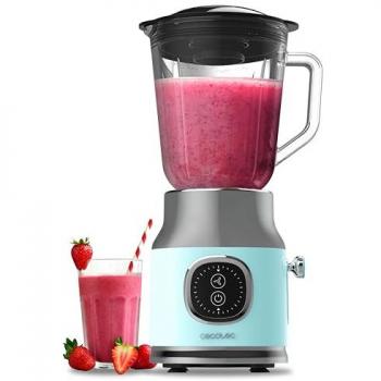 Cecotec RetroTwist Blue Batidora de Vaso Retro 800W, Cuchilla de 4 Hojas con Recubrimiento de Titanio Negro, Jarra de 1L, Diseño Vintaje en Azul