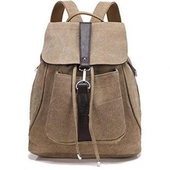 Minetom Lona Backpack Mochilas Escolares Mochila Escolar Casual Bolsa Viaje Moda Estilo De La Señora Mujer Caqui One Size