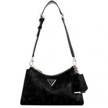 Guess Cresidia Black Shoulder Bag for Women, 28 cm, Stylish Zip Top Design