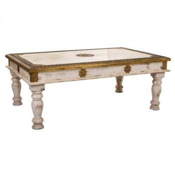 Mesa de Centro Art Deco de Madera Marrón con Acabado Artesanal 120x77x45 cm