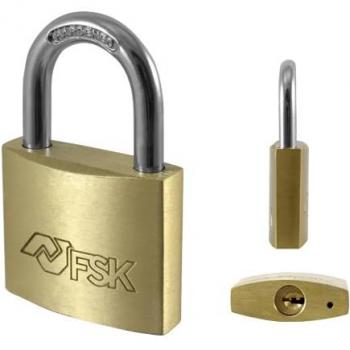 Candado de llave Ferrestock Latón 40 mm con 3 llaves, pack de 6 unidades