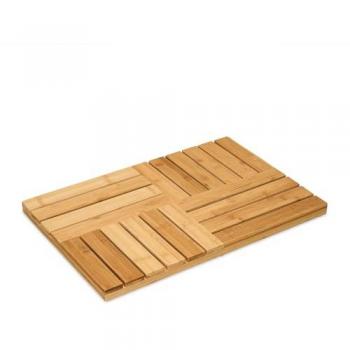 Alfombra de Baño Antideslizante de Bambú, 61x40cm, Ducha y Sauna, Interior y Exterior, Natural