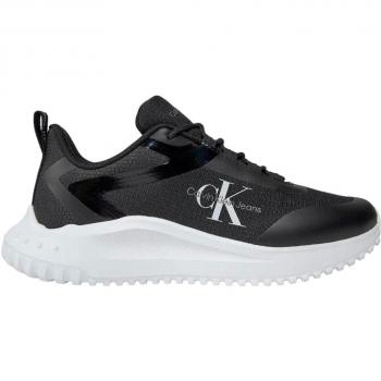 Calvin Klein Jeans Men's Low Top Running Sneakers with Volume Sole - Black/White, Size 42