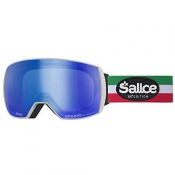 Salice 605ITAED - Máscara de esquí SR + Lente Sonar Blanco Italia Doble antiniebla Rainbow Azul Unisex Adulto Descripción de la Montura: Blanco, única