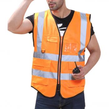 irady Unisex alta visibilidad chaleco reflectante Chaleco reflectante Chaleco de seguridad con cuatro vornen bolsillos cremallera – tamaño L