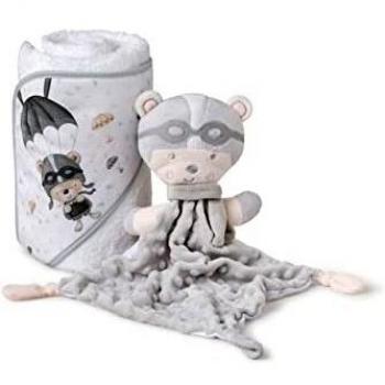 Set Capa de baño y Dou Dou Paracaidista blanco y gris