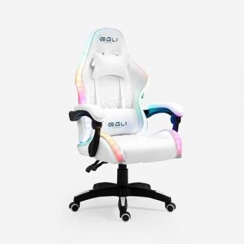 Silla Gaming Ergonomica Pixy Junior con Luces LED RGB y 2 Cojines