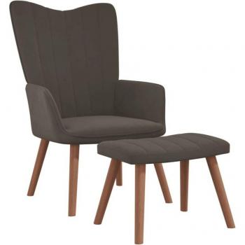 Sillón relax con reposapiés de terciopelo gris oscuro