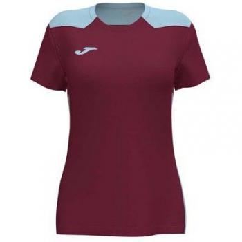 Joma Championship VI Women's Short Sleeve T-Shirt Burgundy Sky Blue