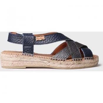 Alpargatas de mujer ELIA-BG - Alpargatas de cuña cruzadas de piel para mujer