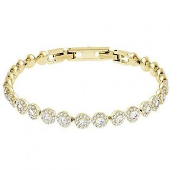 Swarovski Angelic Gold Bracelet - One Size, White, Gold Plated, Round cut, Clear Crystal Pave, Gold-tone plated