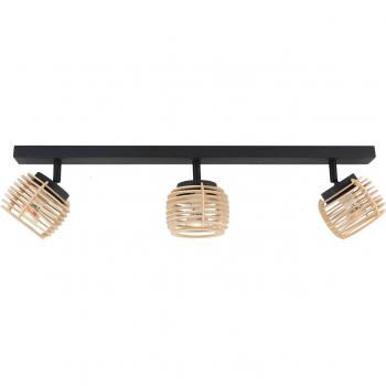 Lámpara de techo Lindby Ediz, plafón moderno de 3 luces GU10, fabricado en madera, 73 cm de largo