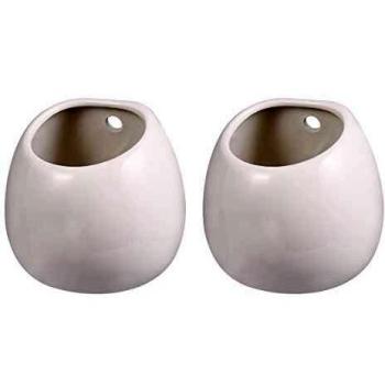 WINOMO 2 unids Cerámica Macetas de Pared Colgante floreros de cerámica Macetero colgante macetas redondas para exteriores macetas de pared para plantas