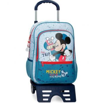 Mochila escolar Mickey Road Trip 38cm con carro