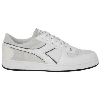 Diadora Men's Gray Leather Sneakers with Rubber Sole, Size 12 US