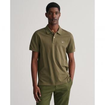 Gant Men's Regular Fit Shield Pique Polo Shirt - Juniper Green - Size S