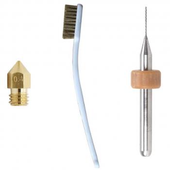 MadridGadgetStore® Kit de Limpieza Cepillo Cerdas de Latón + Broca 0.4mm