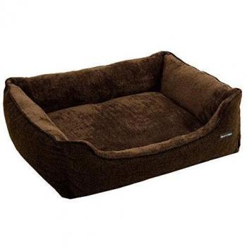Cama para Perros de Tela de Peluche, Marrón, Desmontable, 90 x 75 x 25 cm, con Bordes Elevados y Base Antideslizante