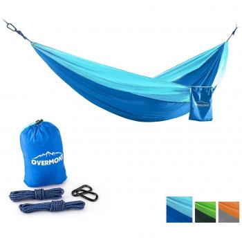Overmont 300x200cm hamaca colgante portatil ligero para senderismo, viajes, playa, patio, jardín, camping, deporte al aire libre, resistencia de 300KG azul/verde/naranja