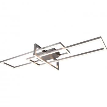 Plafón de Techo/Pared Trio Salinas LED Estera Níquel, Plafón triple rectángulo de acero satinado con ajuste de intensidad, potencia de 34W, temperatura de color 3000K