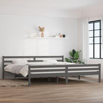 Cama de madera maciza gris 200x200 cm