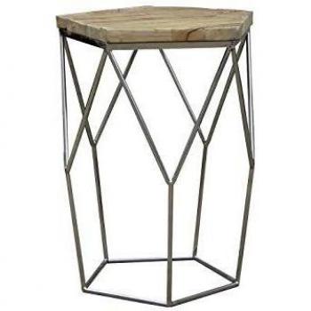 Mesa Auxiliar Pärumm Gype 50x50x59 cm de Madera de Olmo Reciclado y Acero