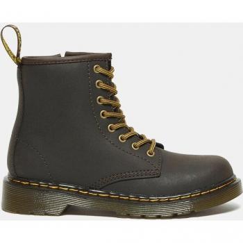 Dr. Martens 1460 - Botas de niña en marrón oscuro con pespuntes y cremallera interior