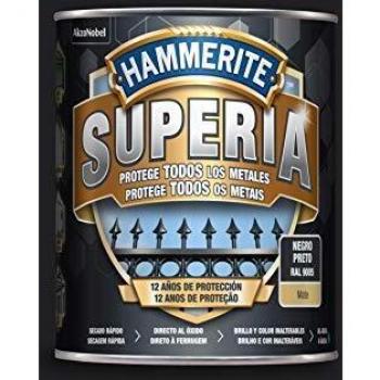 Hammerite Superia Esmalte antioxidante al agua Mate Negro, 0,75 litros