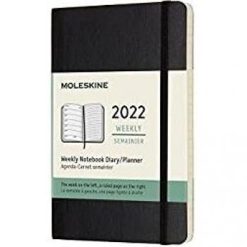 Agenda Moleskine 2022 Pocket Semana Vista Tapa Blanda Negra