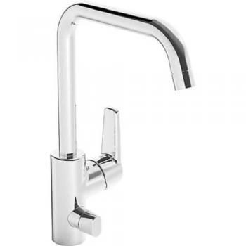 Grifo de cocina Hansapolo 51602293 con válvula de cierre para lavavajillas, caño giratorio, cromado, proyección 203 mm