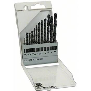Bosch 1 609 200 201 - Set de 13 brocas para metal HSS-R, DIN 338-1,5; 2; 2,5; 3; 3,2; 3,5; 4; 4,5; 4,8; 5; 5,5; 6; 6,5 mm