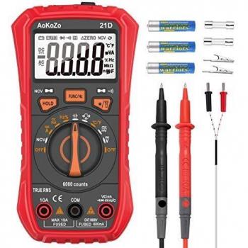 Multimetro Digital,AoKoZo 21D Automático Polimetro Digital 6000 Cuentas,TRUE RMS