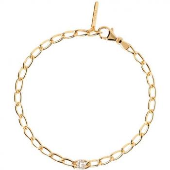 Pulsera de Plata con Letra 'G' Bañada en Oro Amarillo y Circonitas Blancas