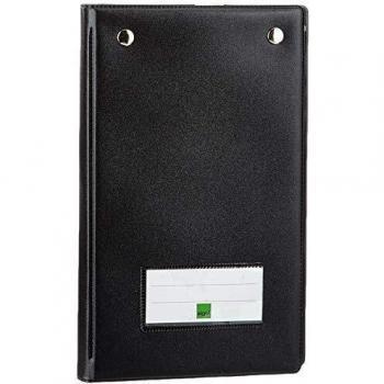 Carpeta de caja negra con 2 clips metálicos y soporte para bolígrafo Sigel KC626