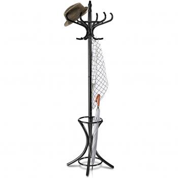Perchero de Pie de Madera 184cm Perchero Árbol con Soporte 12 Perchas para Colgar Ropa Sombrero para Habitación Entrada Hogar Oficina Negro - Costway