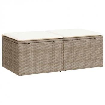 vidaXL 2 Piece Garden Sofa Set with Cushions Beige Poly Rattan Acacia