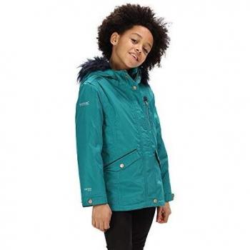 Regatta Palomina - Chaqueta impermeable con capucha para niños, Infantil, Chaqueta aislante impermeable., RKP203 2FYK13, Lago Profundo, 13 años