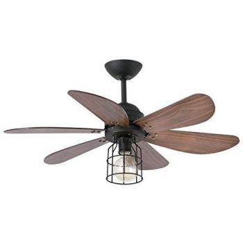 Faro Barcelona 33703 - CHICAGO Ventilador de techo con luz ø90cms 6 palas negro 1xe27 60w