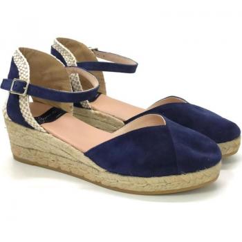 Zapatos Lonas Gaimo modelo Copita para mujer color azul, Sandalias de Mujer GAIMO Botín Panamá Jack marino