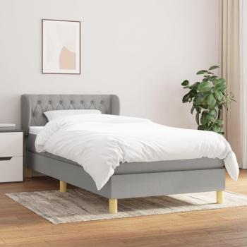 Cama box spring de muelles con colchón gris claro 90x200 cm Tela