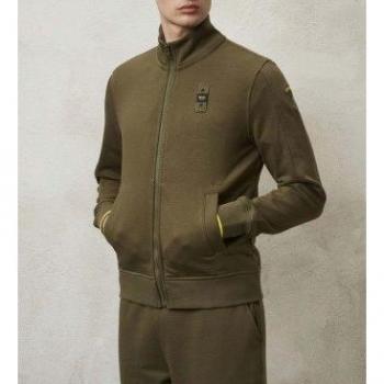 Men's Green Zip-Up Hoodie with Pockets - Blauer