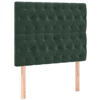 Cabecero con luces LED terciopelo verde oscuro 90x7x118/128 cm