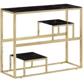 Mesa de consola de acero inoxidable dorado con vidrio templado
